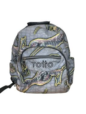 TOTTO Gray School Backpack Dinosaur Graphic Ergonomic Breathable Bottle holder